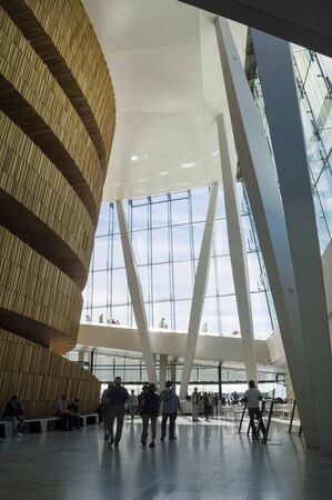 Wooden, Modern Interior of Oslo Opera Houseのeditorial素材