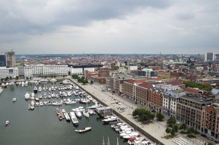 Harbor, Historic and Modern Buildings in Antwerp の写真素材