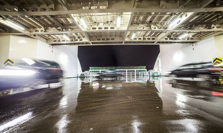 Loading cars to big ferryの写真素材