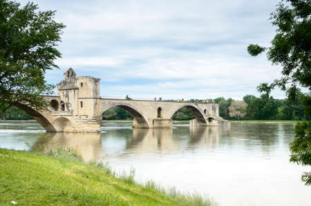 Famous bridge over Rhone in Avignon, Franceのeditorial素材
