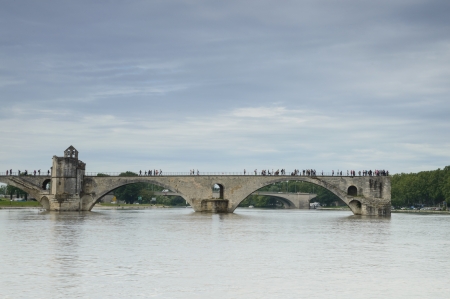 Famous bridge over Rhone in Avignon, Franceのeditorial素材