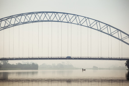 Traditional Boat on Tropical River Volta in Atimpoku, Ghana, West Africa の写真素材