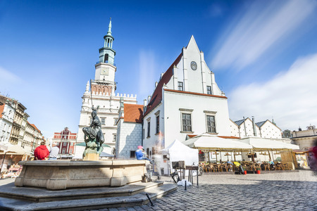 Historic Poznan City Hall located in the middle of a main square, Polandの写真素材