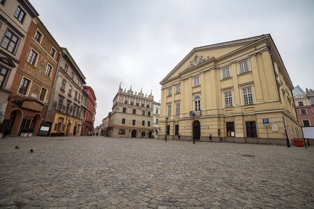 Beautiful Lublin city center street, Polandのeditorial素材