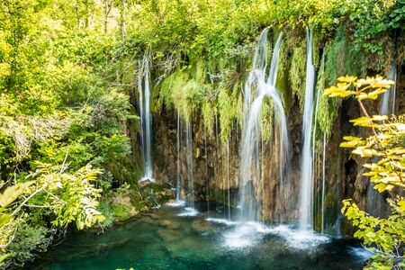 Beautiful waterfalls in Plitvice Lakes National Park, Croatiaの写真素材