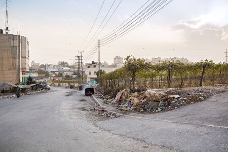 Hebron, Palestine - November 3, 2015: Poor suburbs of Hebron during riots in this area.のeditorial素材