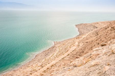 Dead sea coast at twilight, Israel, Middle Eastの写真素材