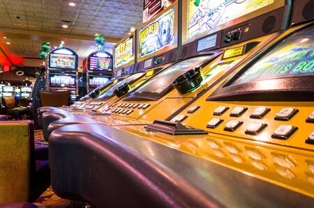Las Vegas, USA - October 1, 2012: Game machines inside The Orleans Hotel and Casino in Nevada.のeditorial素材