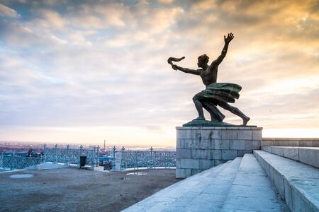Liberty statue on Gellert Hill in Budapest, Hungary, Europeの写真素材