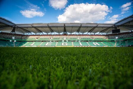 Warsaw, Poland - July 1, 2015: Legia stadium during sunny, summer dayのeditorial素材