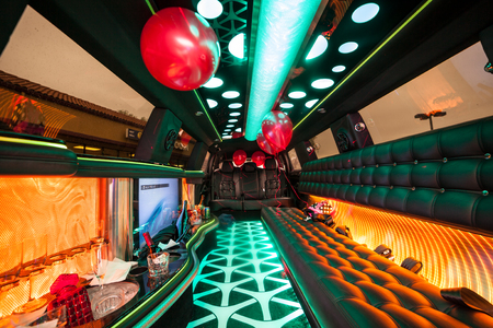 Being ready for big party in a limousineの写真素材
