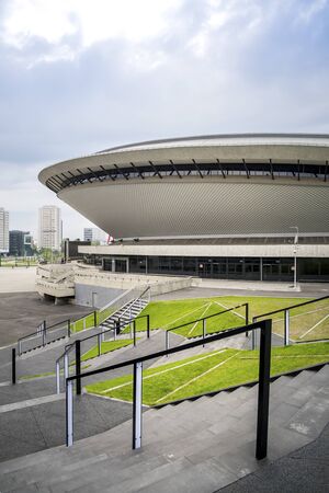 Entertainment hall called Spodek in city center of Katowice, Polandの写真素材
