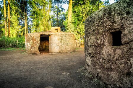 Traditional rural house of Maasai tribe, Bomas of Kenya, Nairobiの写真素材