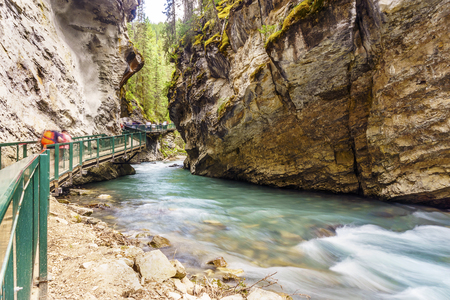Johnston Canyon Hiking Areal in Banff National Park, Alberta, Canadaの写真素材