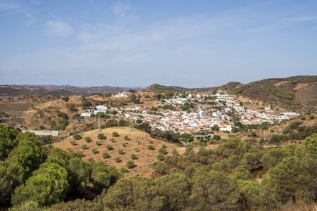 Cute, traditional portuguese town of Odeleite, famous because of water dam, Algarve, Portugalの写真素材
