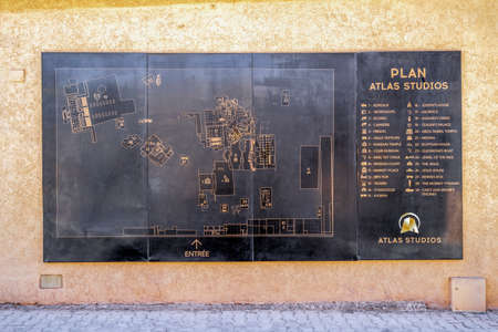 Ouarzazate, Morocco - March 18, 2020: Plan of Atlas Studios with many film sets