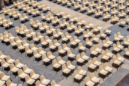 Many chairs for an audience in the amphitheater create a nice pattern, Spainの写真素材