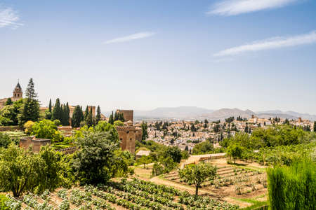View of Arabic palace complex called Alhambra in Granada, Spainのeditorial素材