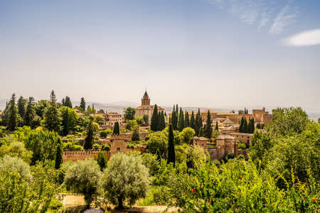 View of Arabic palace complex called Alhambra in Granada, Spainのeditorial素材
