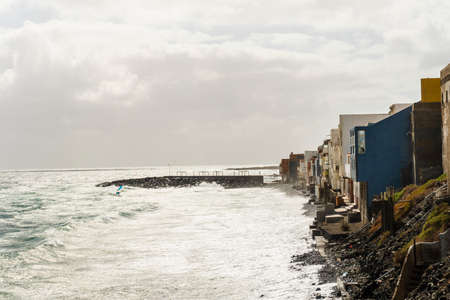 Pozo Izquierdo waterfront houses overlook, Gran Canaria, Canary Islands, Spain