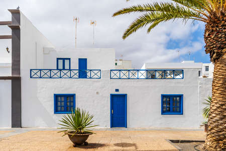 White washed architecture in Arrecife, capital city of Lanzarote, Canary Islands, Spainの写真素材