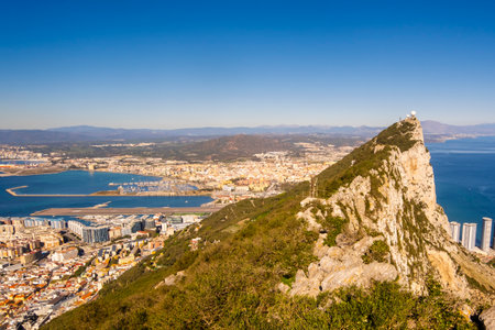 Beautiful Landscape View from Gibraltar in Spain South Coast, Europeの写真素材