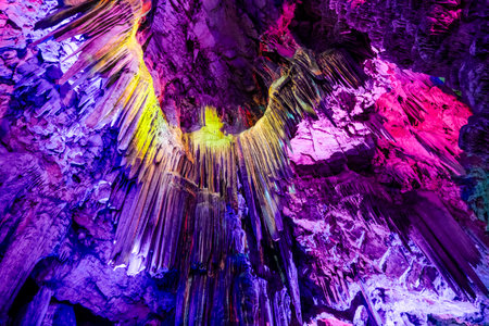 St. Michael's Cave of Gibraltar in Spain's South Coast, Europeの写真素材