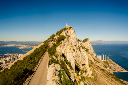 Beautiful Landscape View from Gibraltar in Spain South Coast, Europeの写真素材