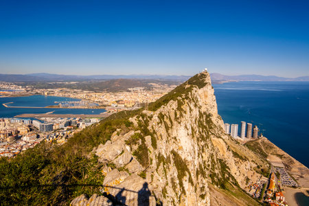 Beautiful Landscape View from Gibraltar in Spain South Coast, Europeの写真素材