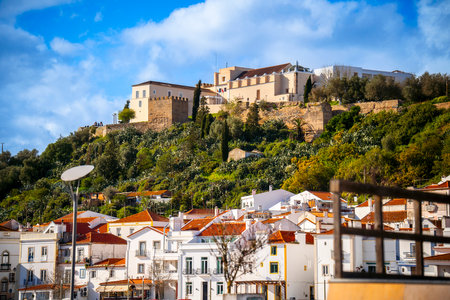 Beautiful City View of Castle in Alcacer do Sal, South of Portugalの写真素材