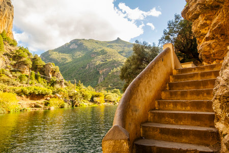 Beautiful Waterfalls Akchour in Chefchaouen, Morocco, North Africaの写真素材