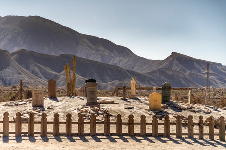 Tabernas, Spain - February 3, 2024: Cemetery in Mini Hollywood Theme Park - American Wild Western...