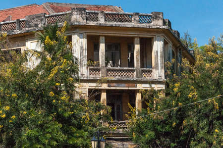 Half-ruined building in Cambodia, this was used as a prison for the Khmer Rougeの写真素材