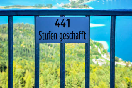 Information sign on an observation tower, which gives data such as tower heightの写真素材