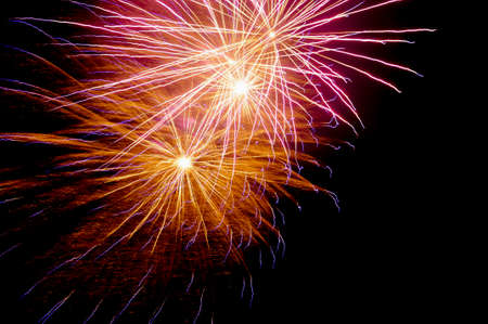 Fireworks. Detail of a rocket that shines in different colorsの写真素材