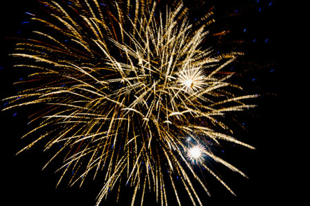 Fireworks. Detail of a rocket that shines in different colors