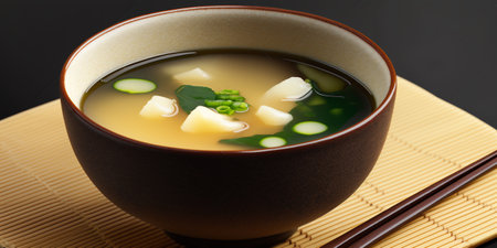 The Japanese Miso soup with AI generated.の素材