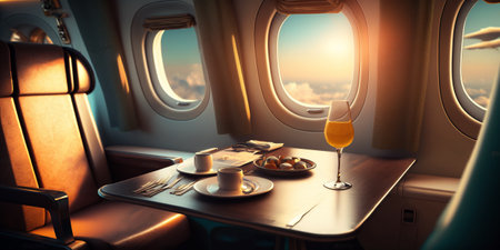 The first class airplane with AI generated.の素材
