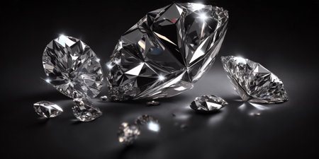 The diamond in the black background with AI generated.の素材