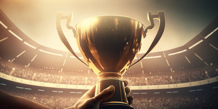 The golden cup with AI generated.の素材