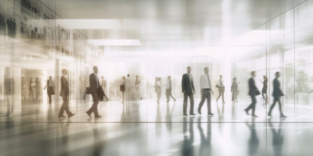 The business people is in the white glass office with AI generated.の素材