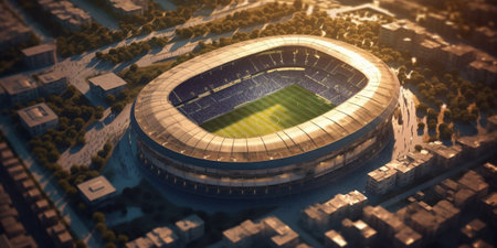 The top view of soccer stadium with AI generated.の素材