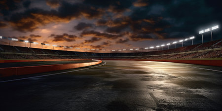 The racing circuit asphalt with AI generated.の素材