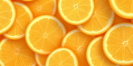 Background made of fresh orange slices with AI generated.の素材