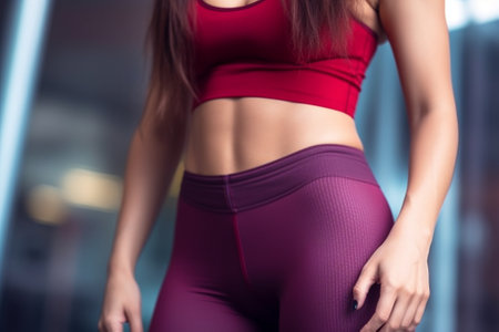 Closeup of a female body in sportswear with AI generated.の素材