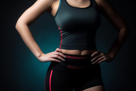 Closeup of a female body in sportswear with AI generated.の素材