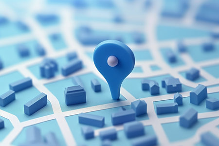 Map with blue pin on the map with AI generated.の素材