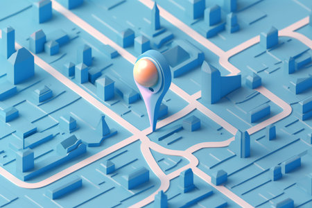 Map with blue pin on the map with AI generated.の素材