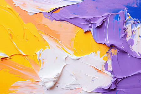 Abstract background of acrylic paint in yellow, purple and blue colors with AI generated.の素材