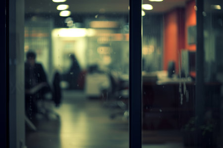 Blurred interior of modern office. Blur background. Business concept with AI generated.の素材